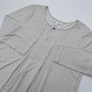 Charter Club Women's Autumn Elegant Printed Front Keyhole Top Size M Cloud Combo